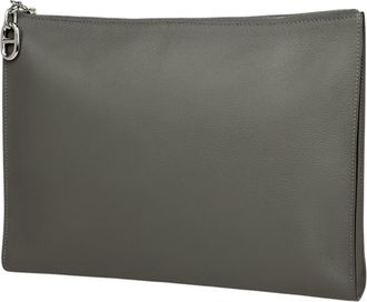Herm&egrave;s Gray Evercalf Leather Clutch Bag (Pre-Owned)