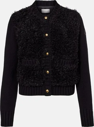 Moncler Down-paneled wool and teddy cardigan