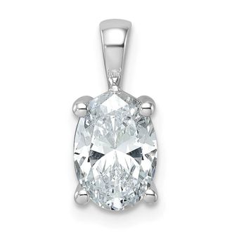 Diamond2Deal 14k White Gold 2 Ct Oval Cut Lab Grown Diamond Pendant