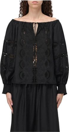 Liu Jo Overhemden, Dames, Zwart, M, Katoen, Zwart Button-Up Shirt