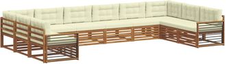 vidaXL Juegos De Sof&aacute;s 10 Uds. Natural Y Crema Madera De Acacia S&oacute;lida Vidaxl