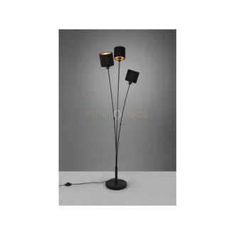 Reality Tommy piantana nera con 3 paralumi nero e oro H.150CM attacco E14