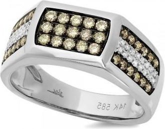 Allurez 0.87ct 14k White Gold White & Champagne Diamond Mens Ring