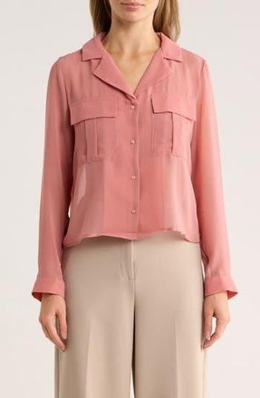 T Tahari Print Long Sleeve Crop Blouse in Rose Pink at Nordstrom Rack, Size X-Small