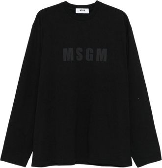 Msgm M. S.G. M. Cotton T-Shirt With Front Printed Logo