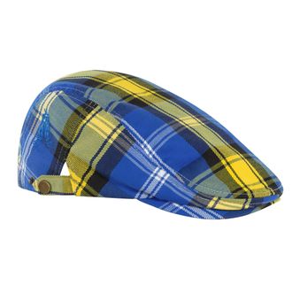 Royal & Awesome Doddie Tartan Golf Flat Cap for Men - Stylish, Comfortable, and Lightweight Headwear Ideal for Golf Enthusiasts, One Size