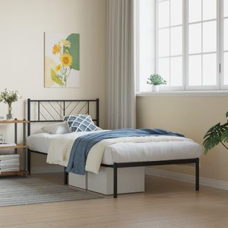 vidaXL Estructura Cama Sin Colch&oacute;n Con Cabecero Metal Negro 80x200 Cm Vidaxl