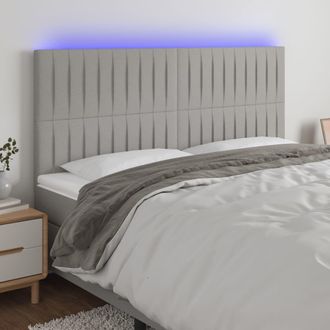 vidaXL Cabecero Con Luces Led Tela Gris Claro 180x5x118/128 Cm Vidaxl