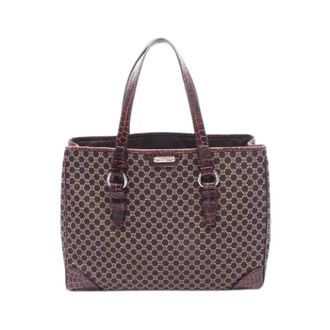 Celine Pre-owned Handbags, female, Brown, Size: ONE SIZE Pre-owned Macadam Croco Embossed Leather Tote Bag