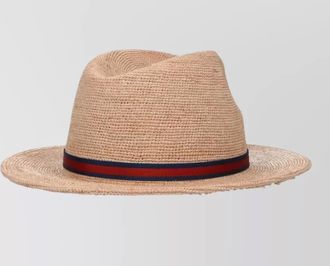 Borsalino ribbon band wide brim woven hat
