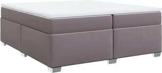 vidaXL Vidaxl - Cama Box Spring Con Colch&oacute;n Cuero Sint&eacute;tico Gris 200x200 Cm