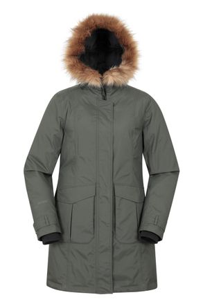 Mountain Warehouse Aurora Womens Down Jacket - Waterproof & Breathable Ladies Puffer Coat with Taped Seams & Down Proof Lining - For Spring Summer, Camping Khaki Womens 