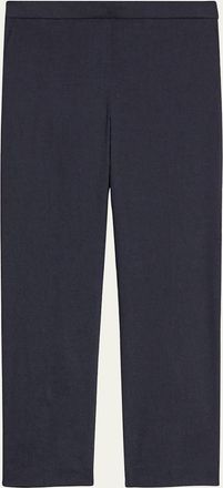 Theory Treeca Good Linen Cropped Pull-On Ankle Pants