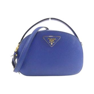 Prada Pre-owned Saffiano Lux Schoudertas - Dames - Pre-owned - Blauw - Maat: ONE Size Leer