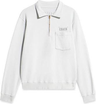 Fortela Yalepcoach Brushed Jersey Quarter Zip Collared Printed Sweatshirt in Ice at Nordstrom, Size Xx-Large Eu