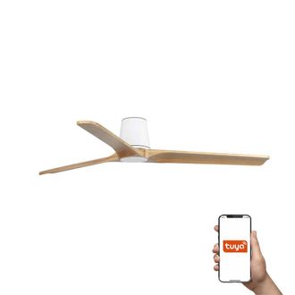 Netlighting Heywood Tub 132cm Smart Ceiling Fan White Pine Blades