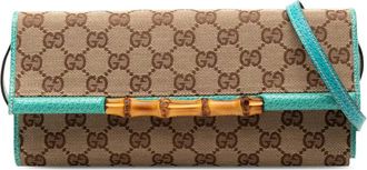 Gucci Borsa a tracolla in tela GG e bamb&ugrave; 2000-2025 - Blu