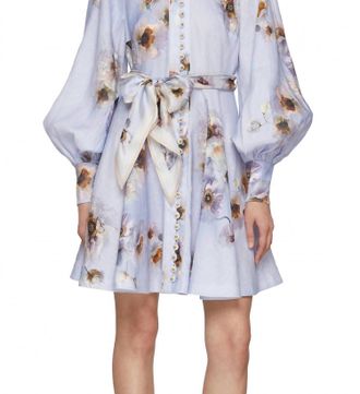 Zimmermann Hypnotic Buttoned Mini Dress In Lilac Poppy