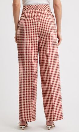 Next Gingham Relaxed Wide Leg Pants in Red at Nordstrom, Size 4 Us