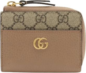 Gucci Pre-owned Wallets, female, Beige, Size: ONE SIZE Pre-owned GG Marmont GG Supreme Leather Compact Wallet