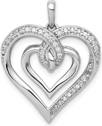 Diamond2Deal 14k White Gold 1/6 carat Diamond Entwined Heart Pendant