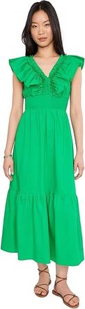 Adrianna Papell Ruffle Front Maxi Dress Womens Dress Green : 14, Cotton