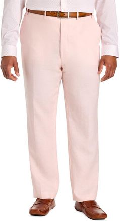 Tallia Orange Big & Tall Linen Suit Pants V2 in Pink at Nordstrom, Size 42 X 32
