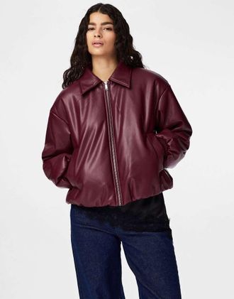 Pieces Giacca bomber color fulvo porto-Rosso