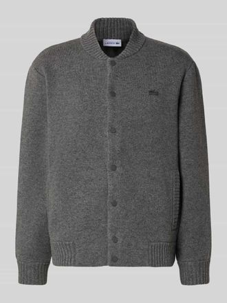 Lacoste Regular Fit Strickjacke aus Woll-Mix in Mittelgrau, Gr&ouml;&szlig;e XXL