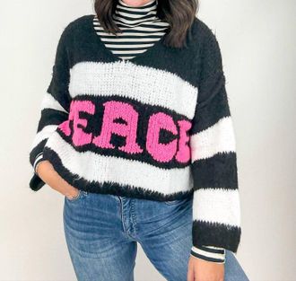 Astrid Peace Graphic Sweater In Black