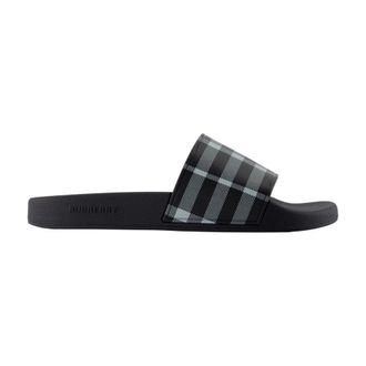 Burberry Schoenen, Heren, Zwart, 42 EU, Furley Check Slide Sandal