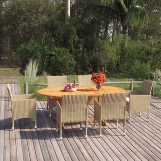 vidaXL Juego De Comedor De Jard&iacute;n 7 Piezas Rat&aacute;n Sint&eacute;tico Beige Vidaxl