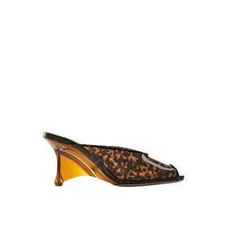 Jimmy Choo London Suede W Plexy Wedge - female - Jimmy Choo - Heeled Mules - Brown - 4 1/2 UK - Shoes