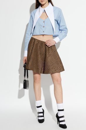 Vivienne Westwood Short Shirt With Decorative Neckline, Womens, Light Blue