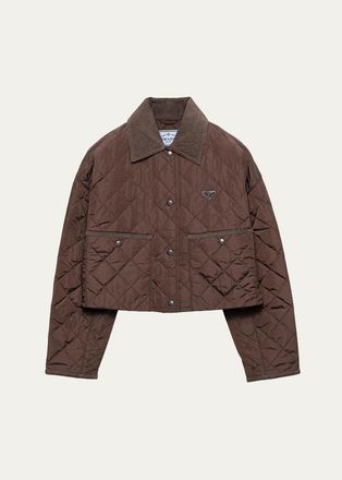 Prada Quilted Corduroy Trim Jacket