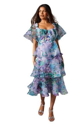 Coast Petite Organza Tiered Dress in Teal at Nordstrom, Size 6P