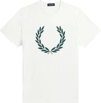 Fred Perry Laurel Wreath Print T-Shirt - Heren - T-shirts - Wit - L - Katoen - Tops