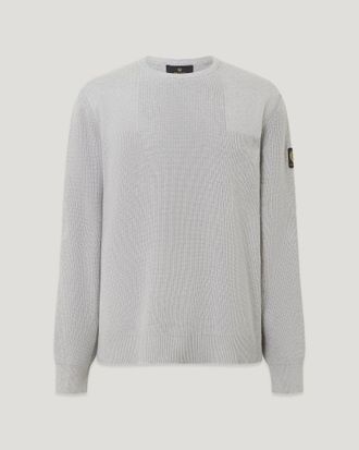 Belstaff Commander Crewneck Jumper Mens Organic Cotton Old Silver Heather Size 2XL