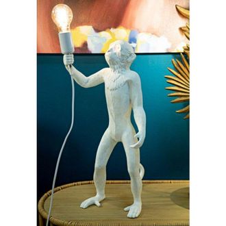 Dmora Lampada da tavolo Bojano, Luce da scrivania, Luminaria da ufficio, Lampada da lavoro, 26x34 h55 cm, Bianco - Dmora