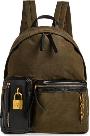 Balmain Pulse Backpack in Uij Khaki/Black at Nordstrom