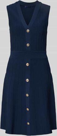 Guess Knielanges Kleid aus Viskose-Mix Modell Amber in Marine, Gr&ouml;&szlig;e XL