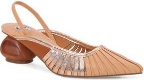 Ninety Union Alllison Pointed Tie Kitten Heel Slingback Pump in Tan Multi at Nordstrom Rack, Size 11