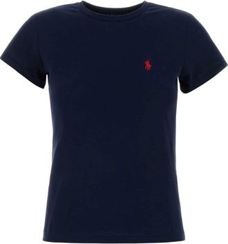 Polo Ralph Lauren Cotton T-Shirt - Dames - T-shirts - Blauw - M - Katoen - Tops