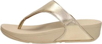 FitFlop Lulu Leather Toepost - Dames - Slippers - Geel - 43 EU - Leer - Schoenen
