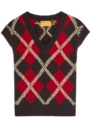 Guest In Residence Argyle Checked Wool and Cashmere-blend Vest - Stripe - S (UK8-10 / S)