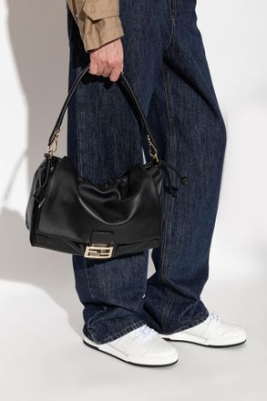 Fendi Leather Bag Baguette Soft Large, Womens, Black