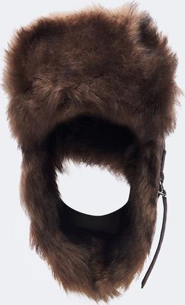 Christophe Lemaire Shearling-trimmed cotton-blend aviator hat