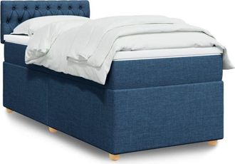 vidaXL Cama Box Spring Con Colch&oacute;n Tela Azul 100x200 Cm Vidaxl
