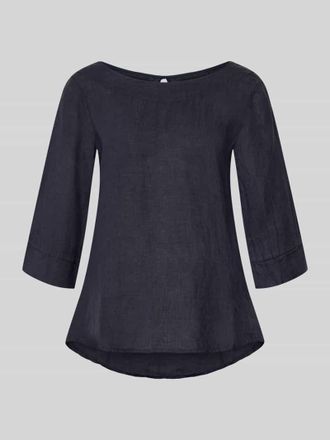Zabaione Regular Fit Leinenbluse mit 3/4-Arm Modell La44ura in Marine, Gr&ouml;&szlig;e XXL