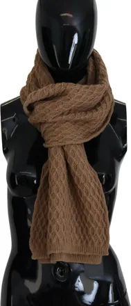Dolce & Gabbana Dark Brown Wrap Shawl Knitted Camel Womens Scarf